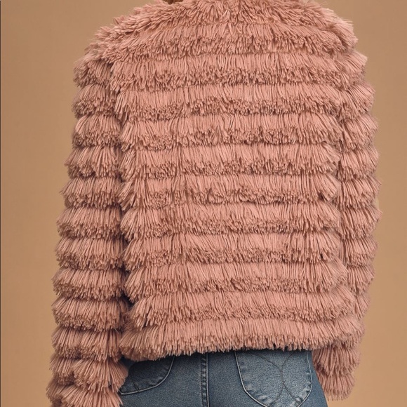 Prism mauve faux fur fringe jacket. - Picture 3 of 3